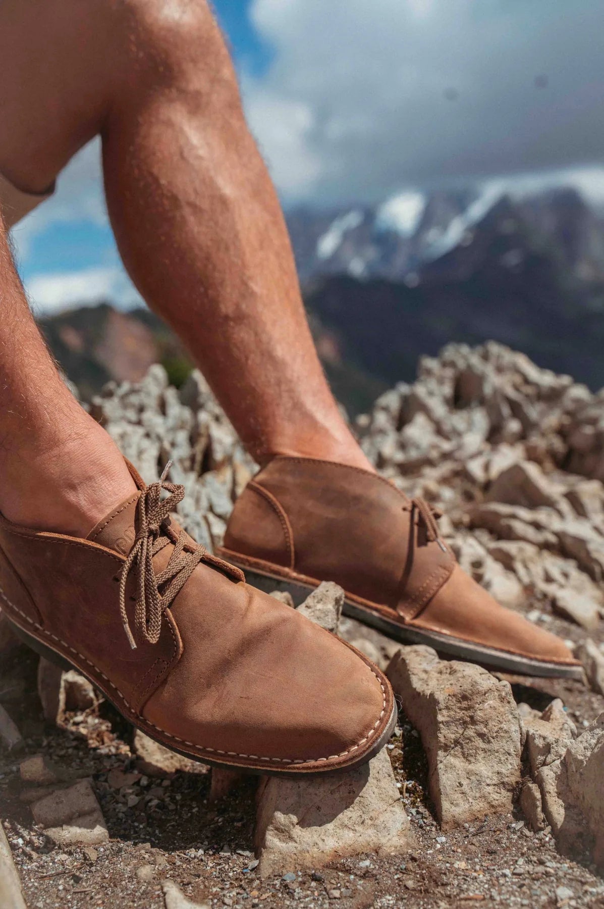 Sapmok vellies on rocky mountain terrain